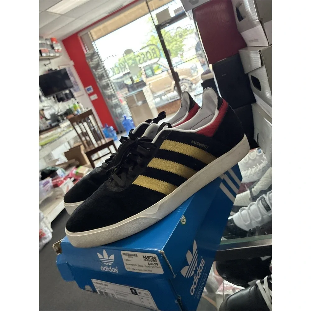 Adidas Busenitz Pro Men's Black Gold Skateboard Sneakers Shoes G65828 SZ 10.5